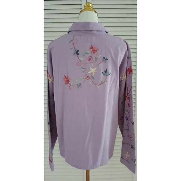 BEA Classics XL Floral Embroidered Long Sleeve Top 100% Cotton Country Cowgirl - Picture 7 of 12